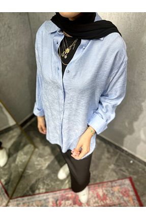 پیراهن حجاب آبی زنانه اورسایز HAZEF - کد 885947143