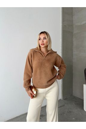 پلیور قهوه ای زنانه ساده NATUFIAN STORE - کد 885966759