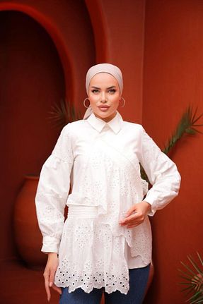 تونیک حجاب سفید زنانه پنبه ای Cardella - کد 885981331
