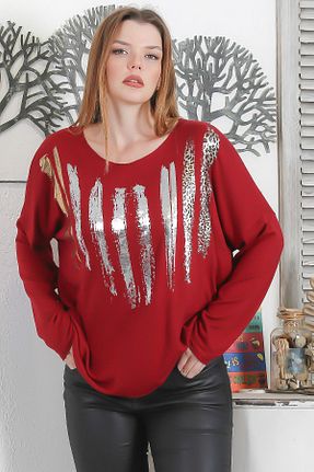 پلیور زرشکی زنانه پلنگی Butik Ayseba - کد 885981369