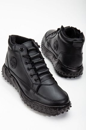 بوت / نیم بوت مشکی مردانه چرم مصنوعی BY ERG SHOES - کد 858168088