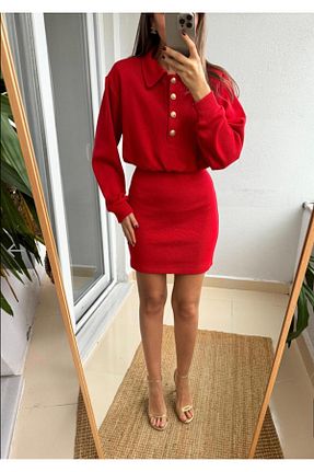 ست بالاتنه و پائین تنه قرمز زنانه تریکو SEVA TEKSTİL - کد 885975783