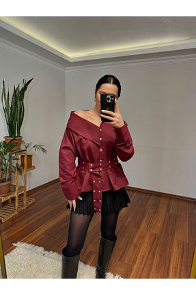پیراهن زرشکی زنانه رگولار Butik - کد 885992926