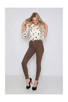 شلوار جین قهوه ای زنانه پاچه تنگ Modaca - کد 37028151