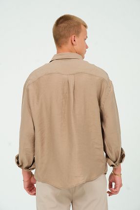 پیراهن قهوه ای مردانه اورسایز walat - کد 843115948