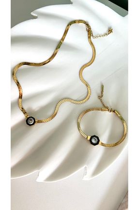 گردنبند استیل ( فولاد ) طلائی زنانه روکش طلا Takimakstore - کد 118676239