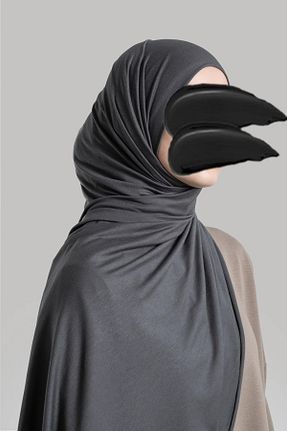 شال طوسی زنانه پنبه ای Lemaye - کد 886104970