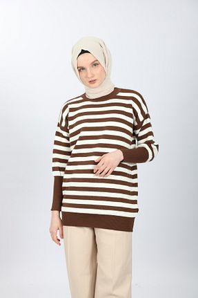 تونیک قهوه ای زنانه تریکو nisa butik - کد 886132118
