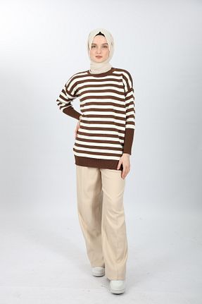 تونیک قهوه ای زنانه تریکو nisa butik - کد 886132118
