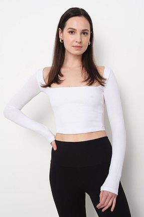 بادی سفید زنانه یقه ایستاده Qutu Butik - کد 886153682