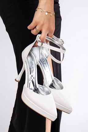 کفش مجلسی سفید زنانه چرم مصنوعی CİRON SHOES - کد 886175331