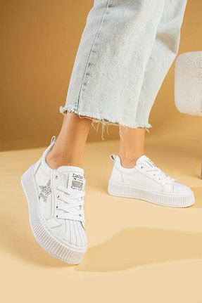 کفش اسنیکر سفید زنانه بند دار Dark Shoes - کد 780115996