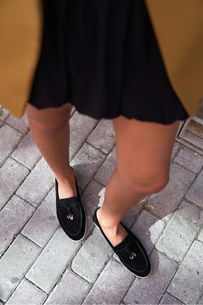 بابت مشکی زنانه چرم خالص NİŞANTAŞI SHOES - کد 856856629