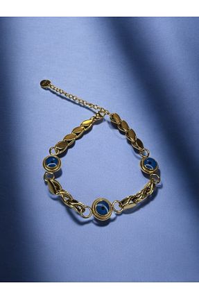 دستبند استیل (فولاد) زرد زنانه سنگ LUNİS LUXE - کد 886240815