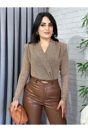 بلوز طلائی زنانه دو سینه Aysel Boutiquee - کد 886252898
