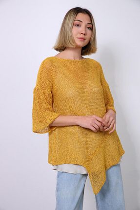 بلوز زرد زنانه ساده Şaman Butik - کد 791764922