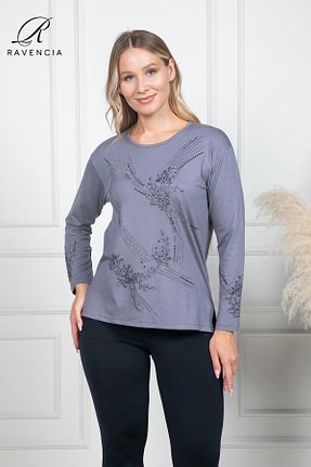 بلوز طوسی زنانه ساده Ravencia - کد 861751706