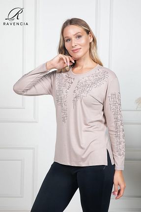 بلوز بژ زنانه گلدار Ravencia - کد 861754336