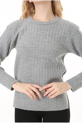 پلیور سایز بزرگ طوسی زنانه رگولار Fresh&Moda - کد 886310404