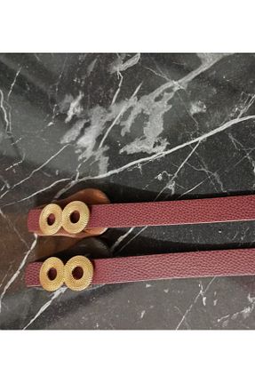 کمربند زرشکی زنانه چرم مصنوعی DENİKK - کد 886317146