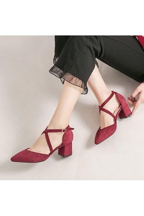 کفش پاشنه بلند کلاسیک زرشکی زنانه جیر Demashoes - کد 886296508