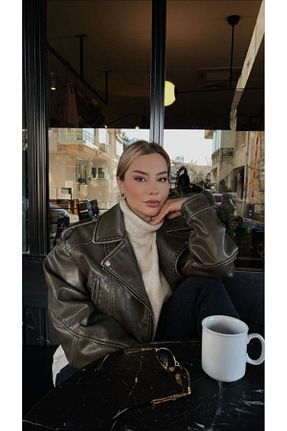 کت خاکی زنانه اورسایز SHZN - کد 886328181