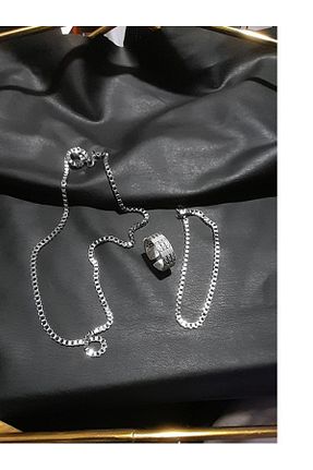 گردنبند جواهر طوسی مردانه روکش نقره imperial accessories - کد 886328007