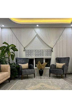 پرده توری سفید ریل دار Mexess - کد 886331246