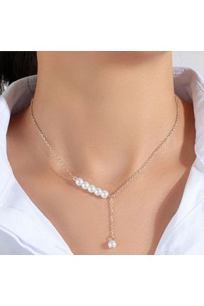 گردنبند جواهر نارنجی زنانه مروارید modernist - کد 886339974