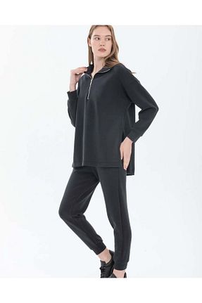 ست بالاتنه و پائین تنه طوسی زنانه بافت DragonFly Moda - کد 886353144