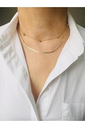 گردنبند استیل ( فولاد ) طلائی زنانه استیل ضد زنگ DEVİ fashion - کد 886352988