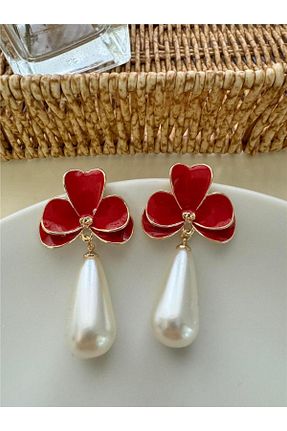 گوشواره جواهر قرمز میخ Pelin Aksesuar - کد 886406524