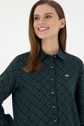 پیراهن سبز زنانه یقه پیراهنی U.S. Polo Assn. - کد 886542327