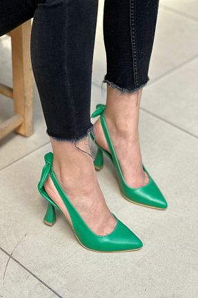 کفش پاشنه بلند کلاسیک سبز زنانه چرم مصنوعی Mida Shoes - کد 678551757