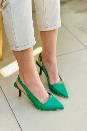 کفش پاشنه بلند کلاسیک سبز زنانه چرم مصنوعی Mida Shoes - کد 692739027
