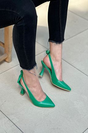 کفش پاشنه بلند کلاسیک سبز زنانه چرم مصنوعی Mida Shoes - کد 678551757