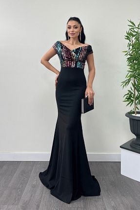 لباس مجلسی سایز بزرگ مشکی زنانه دو سینه giyimmasalı - کد 35245702