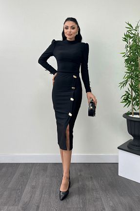 ست بالاتنه و پائین تنه مشکی زنانه بافتنی giyimmasalı - کد 79135924
