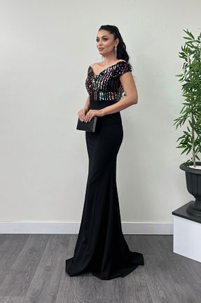 لباس مجلسی سایز بزرگ مشکی زنانه دو سینه giyimmasalı - کد 35245702