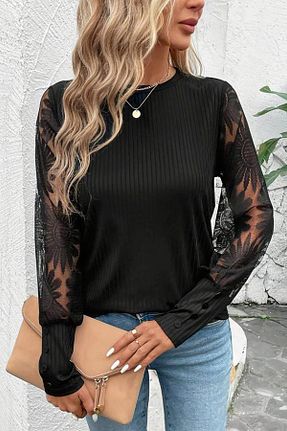 بلوز مشکی زنانه ساده Deafox - کد 886556627