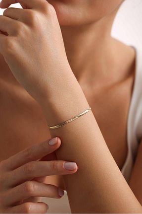 دستبند طلا زرد زنانه 14 عیار Bayar Gold - کد 885105694