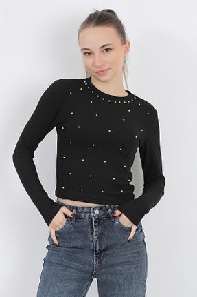 بلوز مشکی زنانه یقه دوچرخه GİYSA - کد 886573952