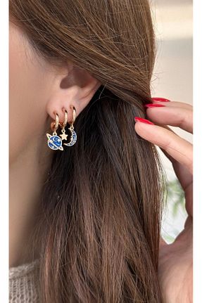 گوشواره جواهر طلائی زیرکن SU PERİSİ TAKI BİJUTERİ - کد 886595653