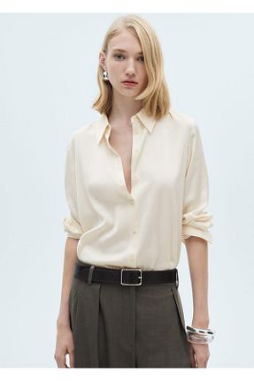 تیشرت سفید زنانه اسلیم فیت MANGO - کد 886546824