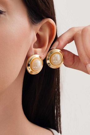 گوشواره جواهر طلائی مروارید MRK - کد 886583119