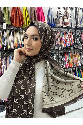 شال قهوه ای زنانه پنبه ای cs camellia scarf - کد 886628441