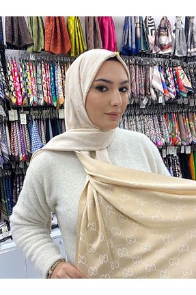 شال بژ زنانه پنبه ای cs camellia scarf - کد 886628437