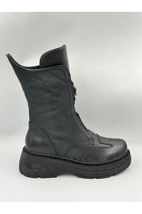 بوت / نیم بوت مشکی زنانه چرم خالص BEN AYAKKABI - کد 886686145