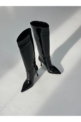 چکمه مشکی زنانه چرم لاکی Naz Genç Ayakkabı - کد 886706022
