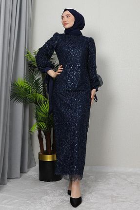 لباس حجاب سرمه ای زنانه Balık giz astore - کد 886706436